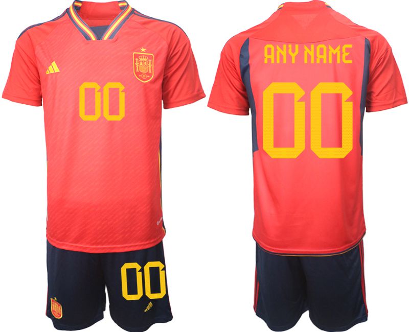 Men 2022 World Cup National Team Spain home red customized Soccer Jerseys->spain jersey->Soccer Country Jersey